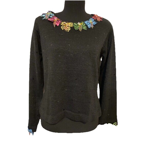 Design Options Philip Jane Gordon Sweater Size Small S Embellished Bows Vintage - Picture 1 of 4